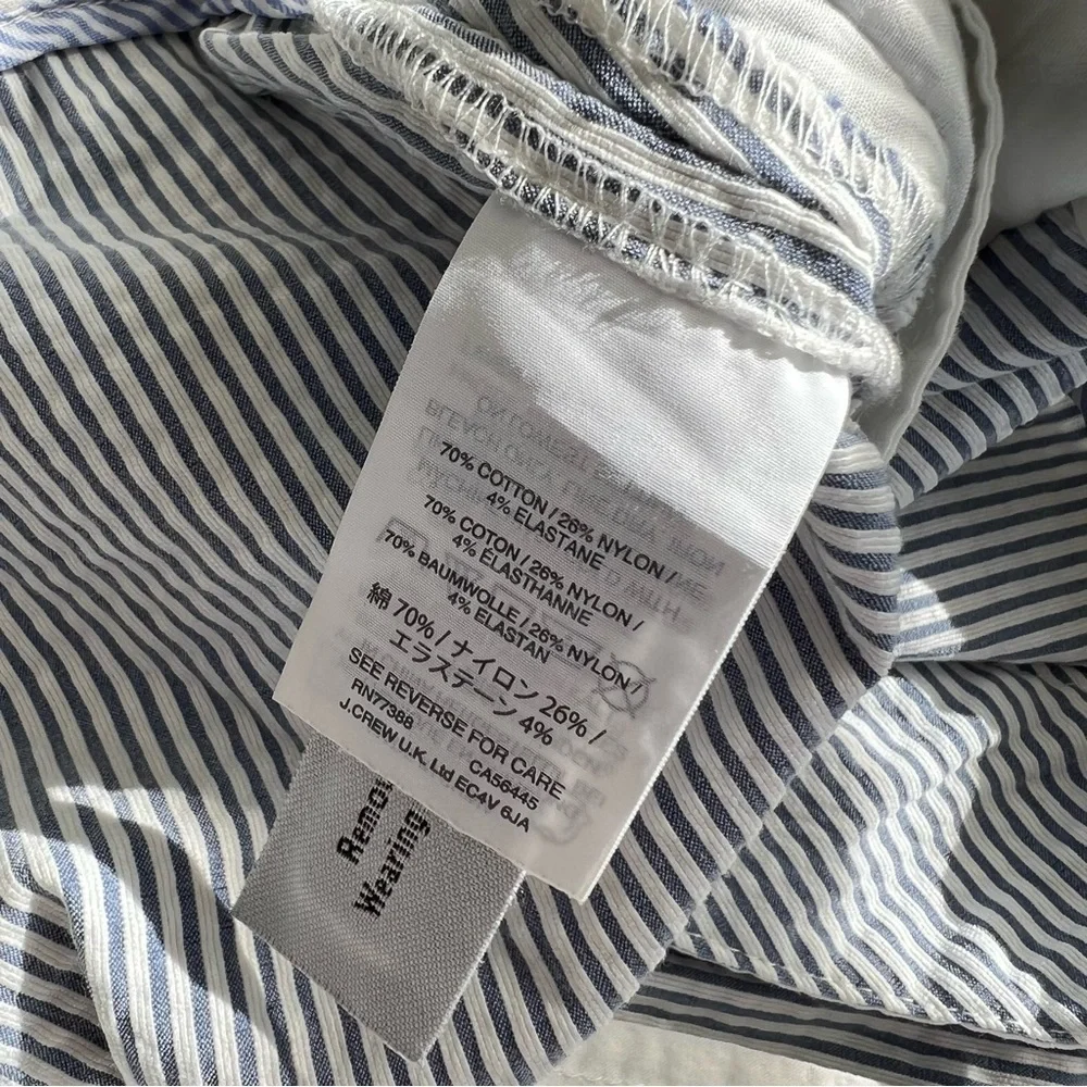 J. Crew High-Waisted Ruffled Seereucker Shorts - Raised Textured Blue Stripes